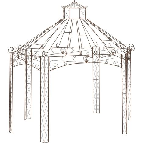 Pavillon de jardin,Chapiteau,Tonnelle de jardin Marron antique 400x258x378 cm Fer XZZ84645 (1/5)
