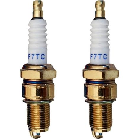 HOXILEELEOBougies di accensione per tosaerba - pack di 2 candele - Modello F7TC in Ceramica di alta qualità del Metallo di precisione (1/5)