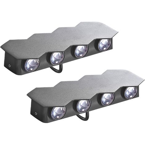 Conjunto de 2 lámparas LED de exterior fabricadas en metal en color negro Weldon