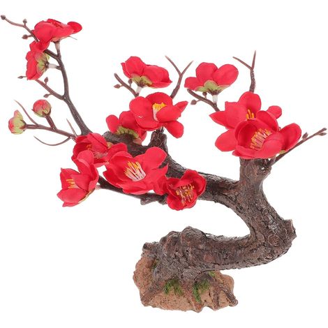 Mini Faux Arbre Rouge en Résine, Ornement de Bureau Décoratif (1/5)