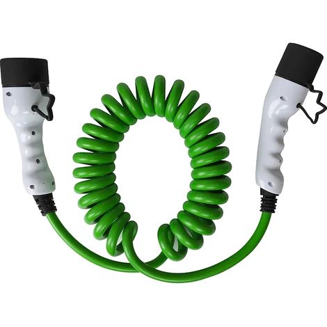 Cavo di ricarica a spirale per veicoli elettrici, lungo 5 metri, compatibile con porte di tipo 2, T2 11KW 16A trifase 5 metri (1/2)