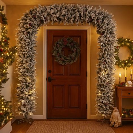 Portico innevato in PE Effetto Real Touch e pigne per decorazioni natalizie h 270 cm (1/5)