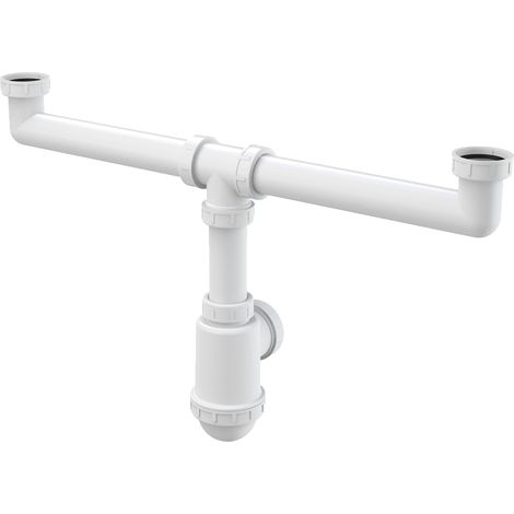 Siphon double évier Alcadrain avec écrou de serrage 6/4" (1/2)