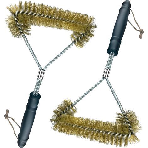 x 30.5cm BBQ brushes, BBQ cleaning accessories, with brass bristles, anti-scalding, for quick and efficient cleaning of all grills. - AquaForge (1/5)