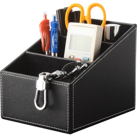 Support pour télécommande TV à 3 compartiments, étagère de rangement, boîte de rangement, rangement pour accessoires multimédias, organiseur de bureau (1/5)