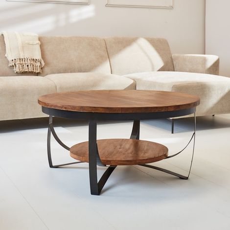 Industriell Couchtisch Oxis-Holz Mangoholz Etwa Ø90