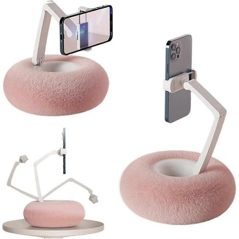 Bol en peluche avec support pour Kindle, support de téléphone avec coussin en peluche, support de téléphone en peluche réglable et mignon pour lire au lit (1/5)