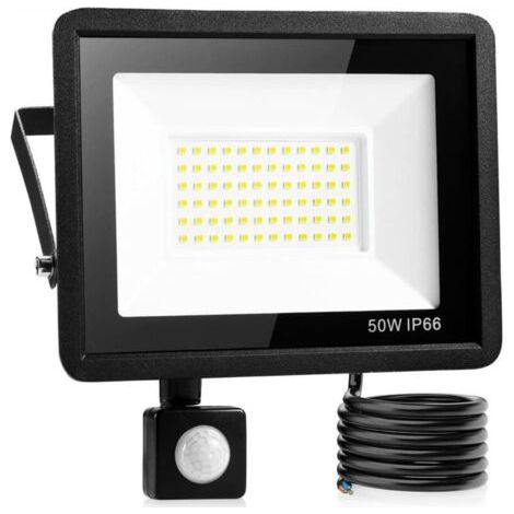 50W Led Projecteur Exterieur Detecteur,Ip66 imperméable luminaire Exterieur Detecteur,Lumière blanche froide,Largement Utilisé Dans Les Garages, Les Jardins, Les Jardins de Devant, etc.
