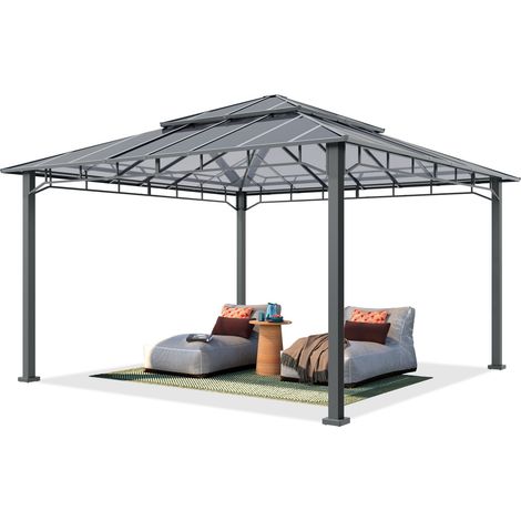 TOOLPORT Pavillon de jardin 4x4 m, cadre alu, toit polycarbonate 8 mm (1/5)