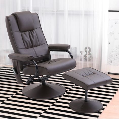 Massagesessel mit Hocker, verstellbar, braunes Kunstleder OKMYHOME (1/5)