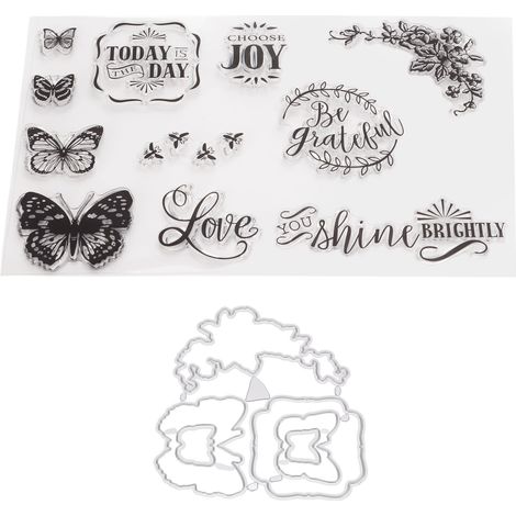 12 pièces Tampon transparent, motif géométrique et floral, pour scrapbooking, carterie et loisirs créatifs (1/5)