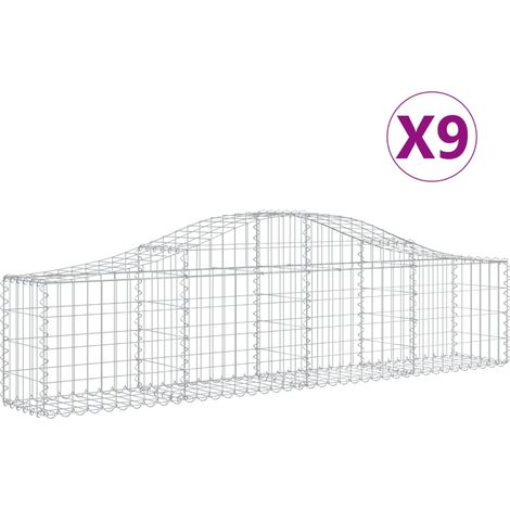 Maison Exclusive - Paniers à gabions arqués 9 pcs 200x30x40/60 cm Fer galvanisé