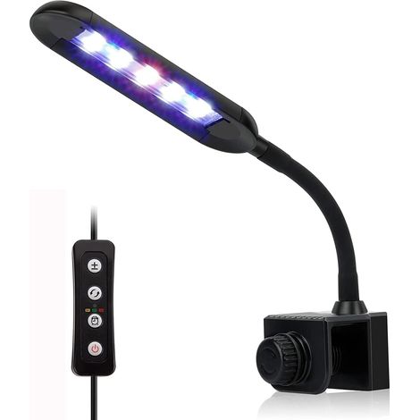 Lumière d'aquarium - 3 modes de couleur, 5 niveaux de luminosité, minuterie et fonction mémoire - Éclairage adapté aux plantes aquatiques et aux aquariums d'eau douce (6 W) (1/5)