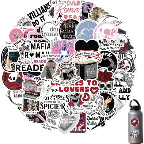 Set of 50 Dark Romance stickers - For water bottles, laptops, cars, skateboards, man caves (1/5)