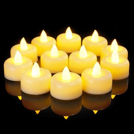 Lot de 24 bougies LED sans flamme, thème Noël, fonctionnant sur piles, pour tables, mariages, fêtes et intérieurs.-AquaForge (1/5)