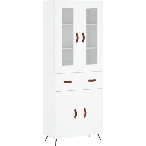 Aparador buffet cómoda armario mueble organizador cocina salón salón alto 69,5 x 34 x 180 cm madera contrachapada blanco 020032634