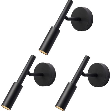 Lot de 3 Applique Murale LED 5W Interieur Lampe de Chevet Murale Noir Liseuse de Chevet Rotatif Lumière Variable à Trois Couleurs (1/5)