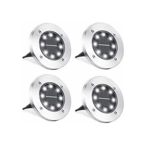 MINKUROW 4 Pezzi Luci Solari Da Terra Per Esterni, Luci Solari Da Giardino Joomer Con 8 Led Per Uso Esterno, Luci Solari Da Giardino A Led Bianche Impermeabili 6000k, Luci Solari Per Prato, Vialetto, (1/5)