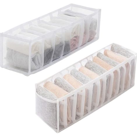 2 Pièces Organisateur de Tiroir Pliable,(Blanc)Rangement Tiroir pour Chaussettes,Sous Vêtements,Vêtements de Bébé,Cravates (1/5)