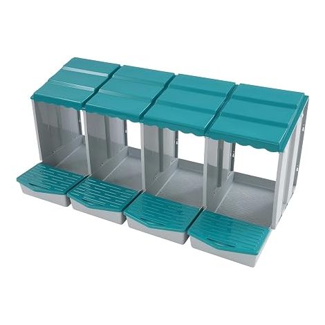 Nichoir à poules 4 compartiments - Pour montage mural - En plastique - Pour différents élevages de poulets - Vert (1/5)