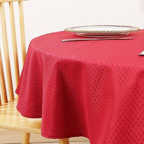 Runde Tischdecke 150 cm Rot, knitterfrei, wasserabweisend, maschinenwaschbar