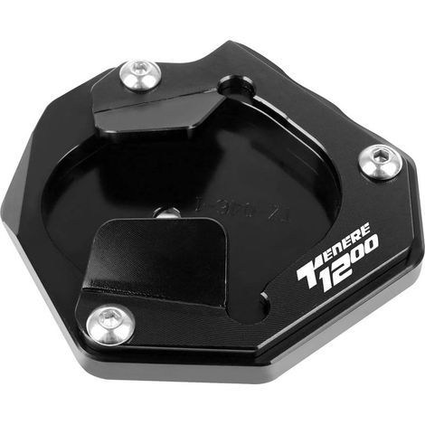 Béquille latérale CNC compatible avec Yamaha XT 1200 Z Super Ténéré 1200 XT1200Z XT1200ZE (noir avec logo) - Plaque d'extension et coussinet Maxpower (1/4)