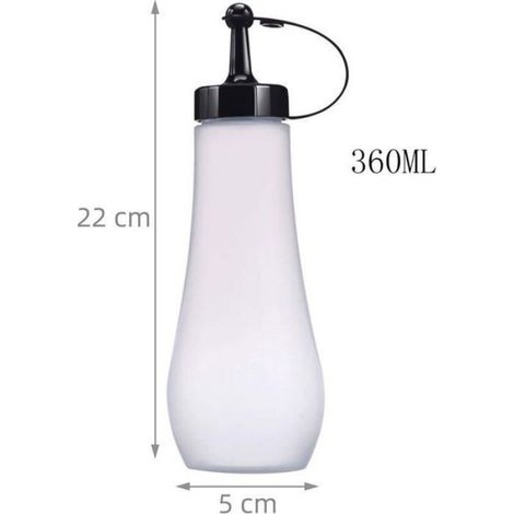 Bouteille Squeeze - 360 ml - Plastique PE - Pour Sauce Épices Huile Vinaigrette - Lot de 4 (1/4)