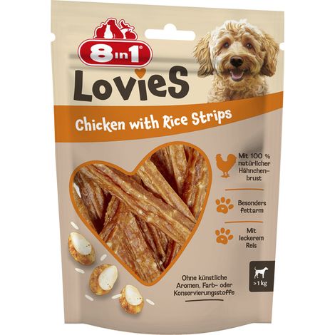 8in1 Hundeleckerli Lovies 80 g Hühnchen-Reis-Streifen (1/3)