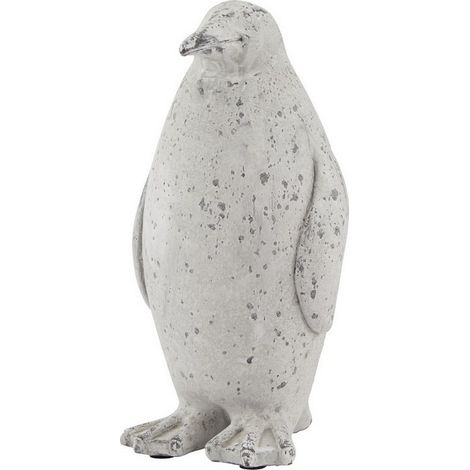 Medium Stone Effect Penguin Statue - Ceramic - L13 x W13 x H26 cm - Grey