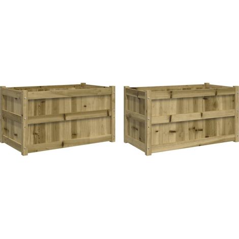 Jardinières 2 pcs Bac à fleurs bois de pin imprégné (1/5)