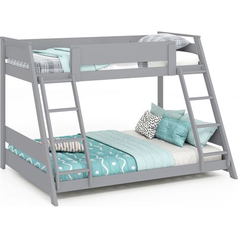COSTWAY Single Over Double Bunk Bed 2-in-1 Convertible Wood Bed Frame-Grey (1/5)