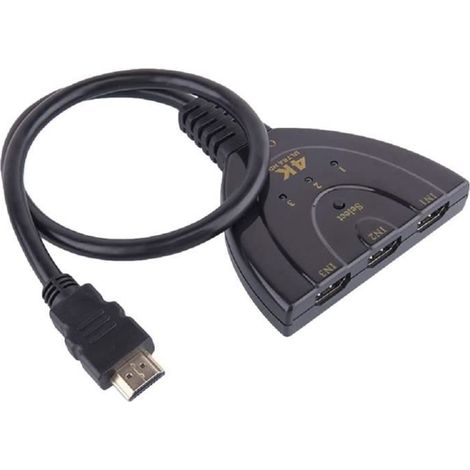 Commutateur HDMI 4K 3 Entrées 1 Sortie Switcher Splitter Câble 3 Port Commutateur Switch Supporte 4K 1080P[317] (1/4)