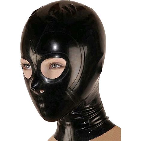 Cagoule unisexe en latex avec ouverture pour la bouche, couvre-chef pour femmes et hommes, masque intégral, cagoule, déguisement de jeu de rôle, type AS (1/5)