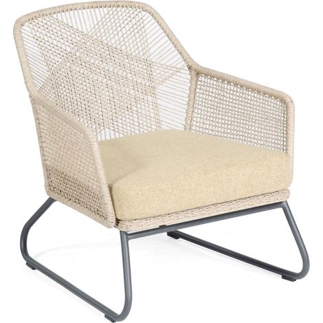 Sonnenpartner Loungesessel Couture Aluminium mit Polyrope white-shell Relaxsessel Garten-Sessel