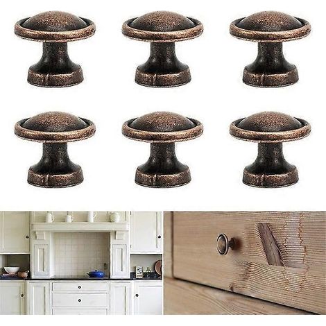 Lot de 6 poignées de porte en cuivre brossé pour portes et tiroirs de placards de cuisine (1/5)