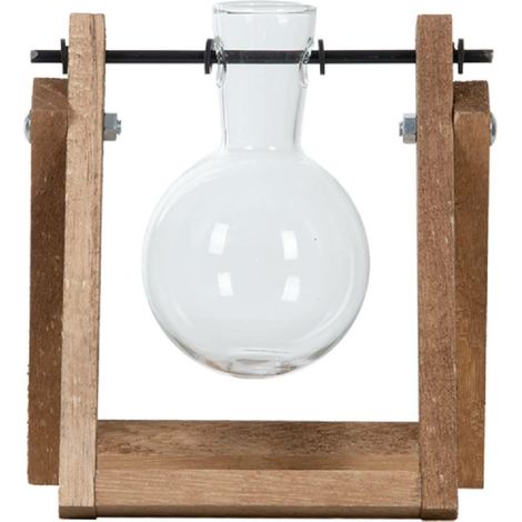 Flaschenvase auf einem Holzständer