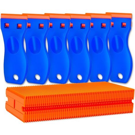 Set di 6 raschietti in plastica con lame di rasoio,con 60 lame,raschietto in plastica antigraffio con lame di rasoio,strumento per pellicole (1/5)