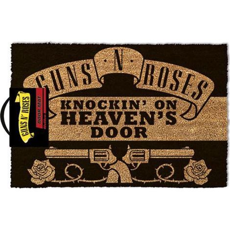 Felpudo Alfombra Guns N' Roses - Knockin' On Heaven's Door  - Color Negro  y Fibra Natural 60 x 40 cm - SpazioLuzio