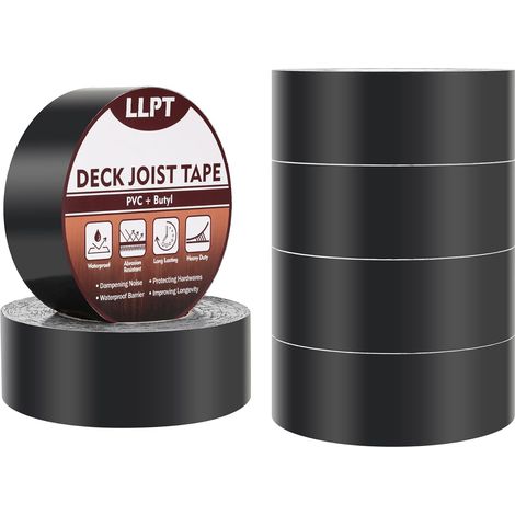 Decking Joist Tape Packs mm x m Black Heavy Duty Waterproof Butyl Putty for Wooden Decking and Roof Beams (1/5)