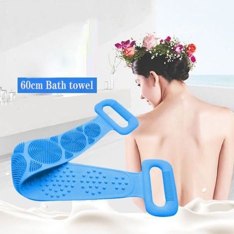 Serviette de bain - Magique - Silicone - Exfoliante - Massage - Douche - 20x60 cm - Bleu