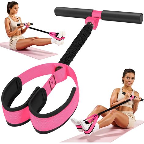 Mangos de banda de resistencia de pedal duraderos, tubo de látex engrosado y pedales de espuma suave, equipo de fitness en decúbito supino para ejercitar el abdomen y la cintura. (1/2)