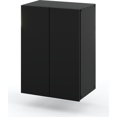 Schwarzer, wandhängender Badezimmerschrank, 40 cm hohe Badezimmersäule, Badezimmermöbel