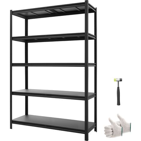 Mophorn Étagère de Rangement à 5 Niveaux Réglables, Structure Modulable 1230x465x1813 mm, Capacité Totale de Charge 1134 kg, Rayonnage Métallique pour Entrepôt, Garage, Atelier, Cave et Cuisine (1/5)