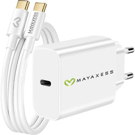 Chargeur Sector 20W compatible avec iOS 15 + câble de données USB-C de 1 mètre, blanc. (1/5)