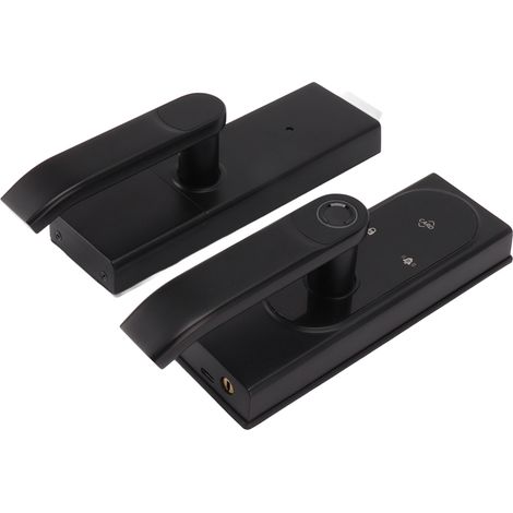 Serrure électronique à empreinte digitale avec poignées et clés, en alliage d'aluminium, avec code Bluetooth, pour portes de 8 à 12 mm, noire. (1/5)