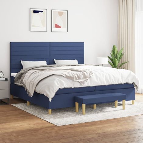 Boxspringbett mit Matratze Blau 200x200 cm Stoff (1/5)