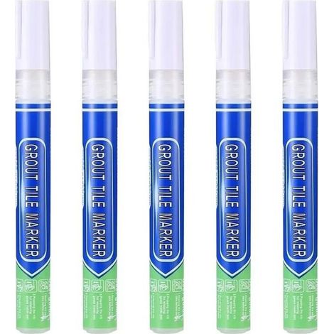 Lot de 5 stylos à coulis blanc imperméable – Réparation carrelage mural et sol – Pour cuisine et salle de bain (1/4)