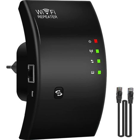 WiFi Signal Amplifier, WiFi Repeater, 300Mbps, 2.4G, WPS Function, LAN Port, Built-in Antenna, Black