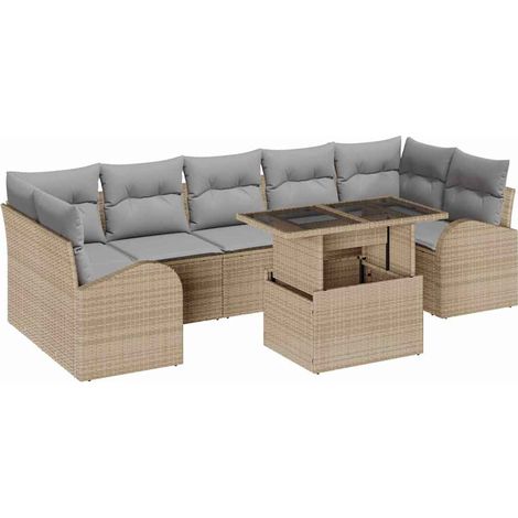 Maison Exclusive - Set Divano da Giardino 8 pcs Beige Rattan in Polipropilene