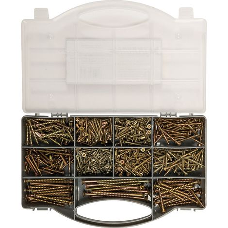 Coffret de 780 vis autoperceuses bichromatées Pozidriv à tête fraisée – Résistantes à la corrosion – Pour bois dur et agglomérés – Fixman (1/3)